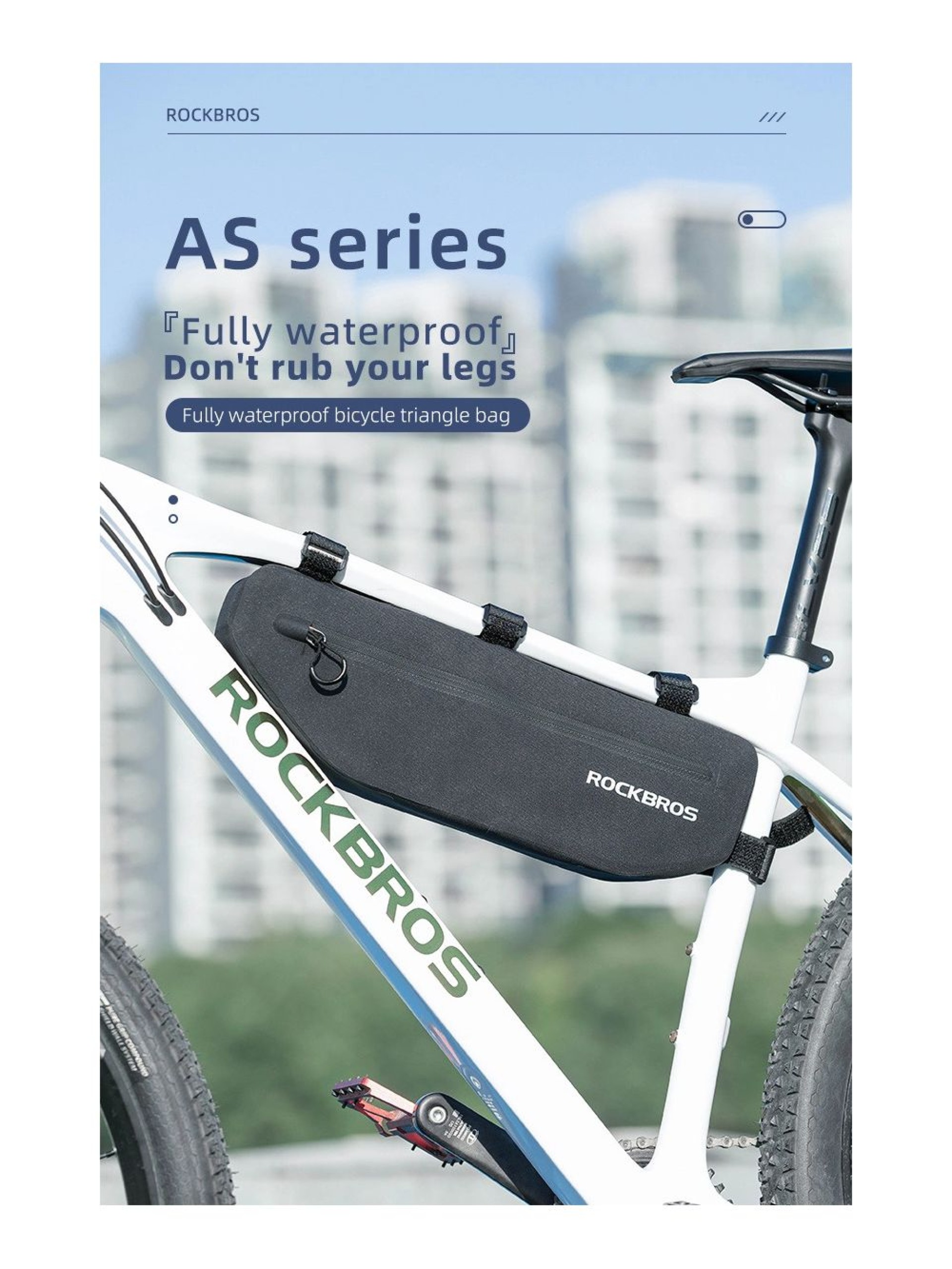 Bolsa para bicicleta Rockbros AS-043 con velcro, 3 l, color negro