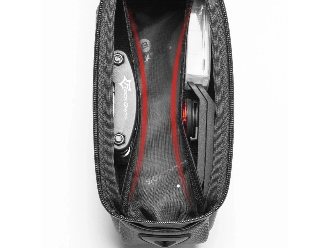 Bolsa de bicicleta Rockbros B68 para quadro blindado com bolso para celular e capa 1,7l - preta