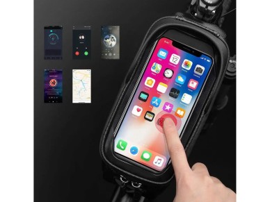 Bolsa de bicicleta Rockbros B68 para quadro blindado com bolso para celular e capa 1,7l - preta Bolsa de bicicleta Rockbros B68 para quadro blindado com bolso para celular e capa 1,7l - preta