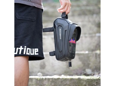 Bolsa de bicicleta Rockbros B68 para quadro blindado com bolso para celular e capa 1,7l - preta Bolsa de bicicleta Rockbros B68 para quadro blindado com bolso para celular e capa 1,7l - preta