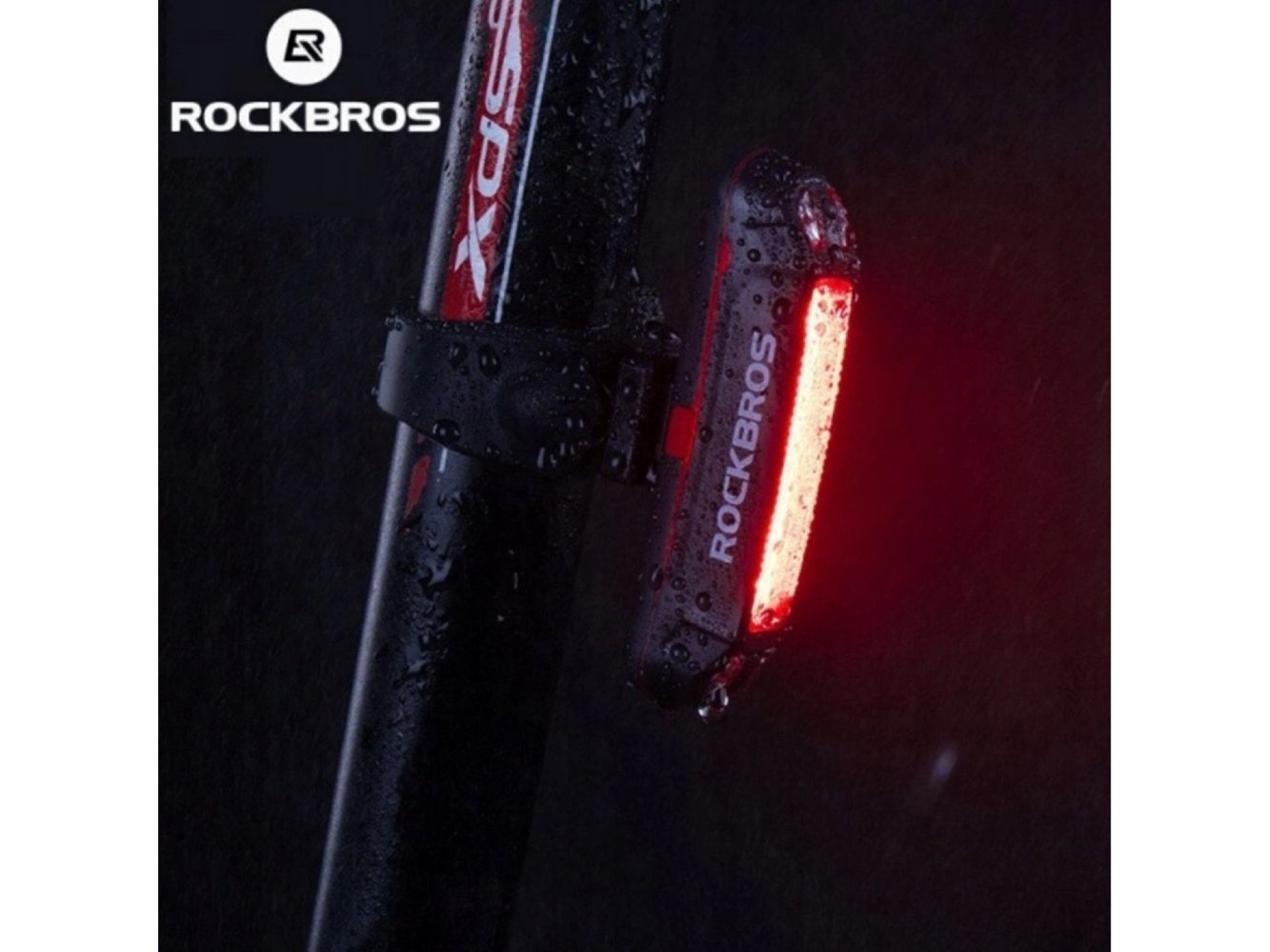 Luz trasera para bicicleta Rockbros A54BK + cable micro USB-A - Negro
