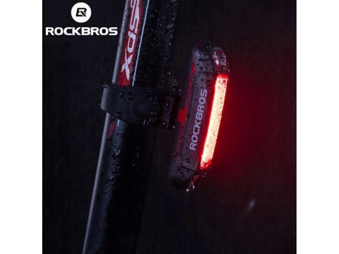 Luz trasera para bicicleta Rockbros A54BK + cable micro USB-A - Negro