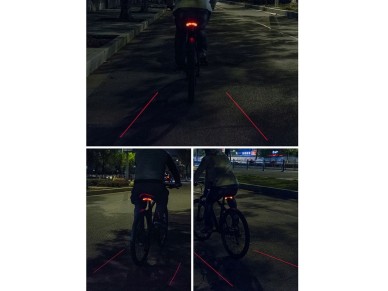 Luz traseira para bicicleta Rockbros LKWD-R1 com laser e controle remoto + cabo micro USB - USB-A - 