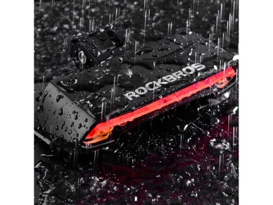 Luz traseira para bicicleta Rockbros LKWD-R1 com laser e controle remoto + cabo micro USB - USB-A - 