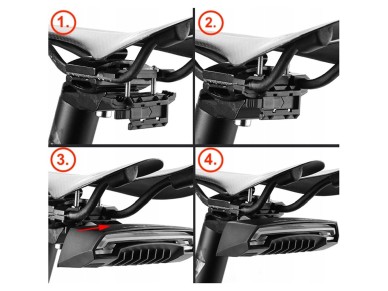 Luz traseira para bicicleta Rockbros LKWD-R1 com laser e controle remoto + cabo micro USB - USB-A - 