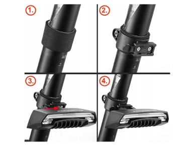 Luz traseira para bicicleta Rockbros LKWD-R1 com laser e controle remoto + cabo micro USB - USB-A - 