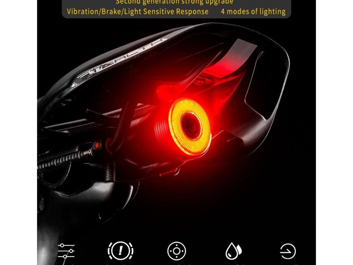 Rockbros Q5 Rear Bike Light with Intelligent Stop System - Black