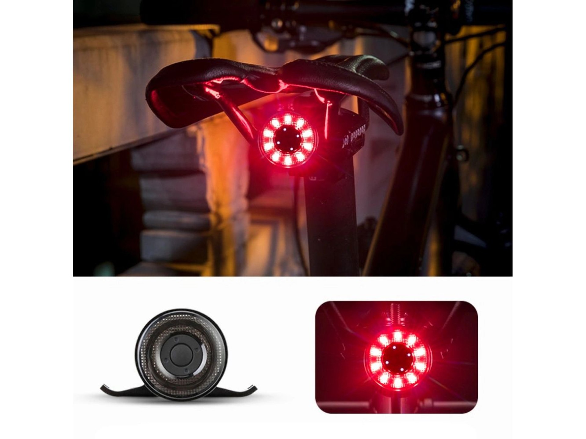 Luz trasera para bicicleta Rockbros Q1 (LED de 7 colores + cable USB-C/USB-A), color negro