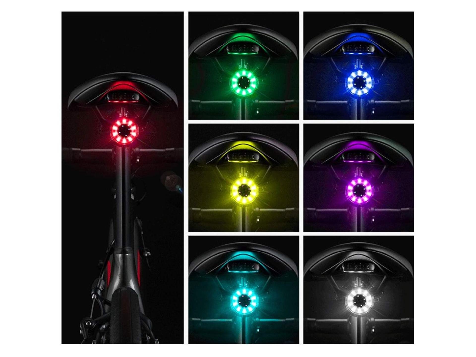 Luz trasera para bicicleta Rockbros Q1 (LED de 7 colores + cable USB-C/USB-A), color negro