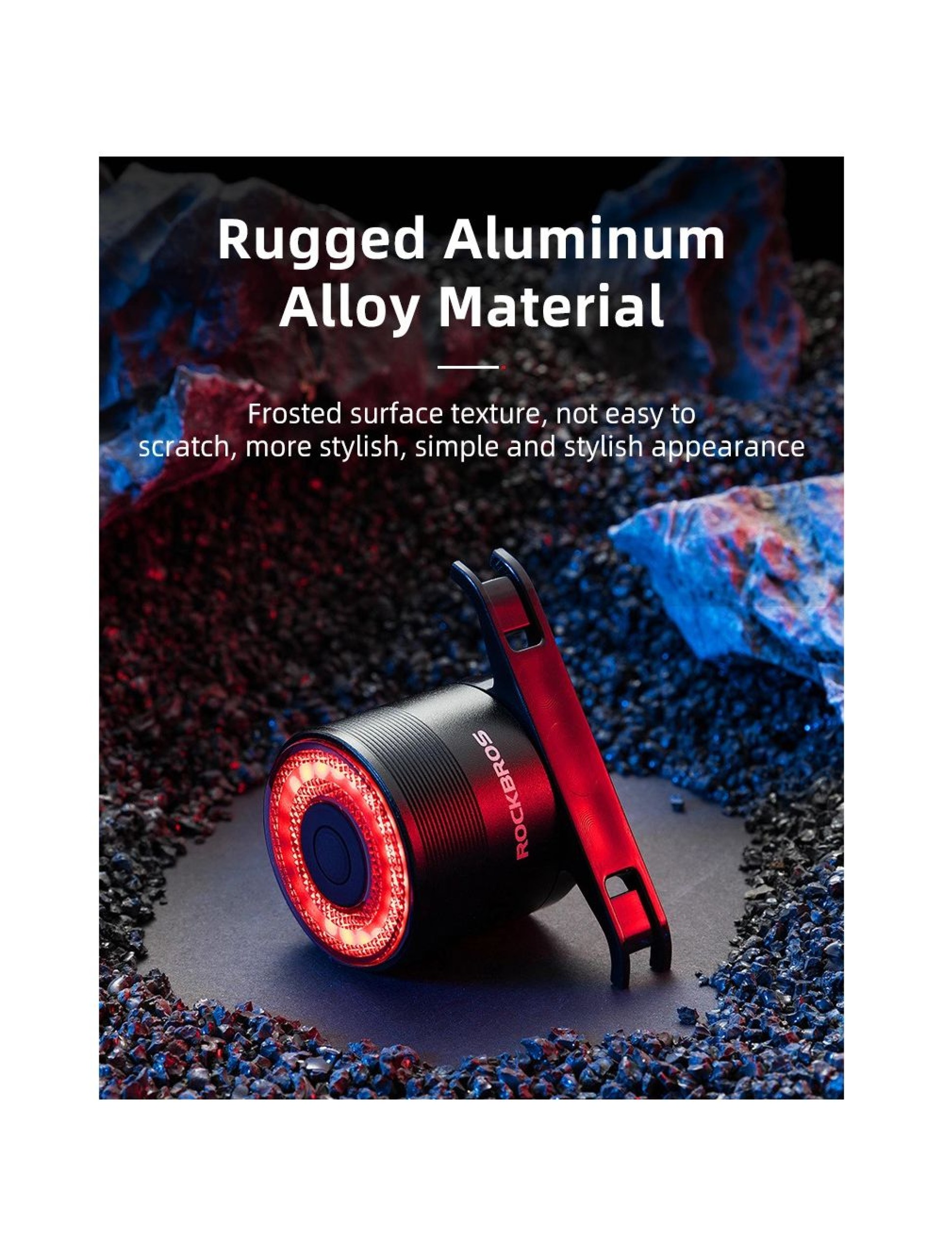 Luz traseira para bicicleta Rockbros Q3 com sistema Smart Stop - Preto