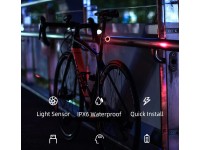 Luz traseira para bicicleta Rockbros Q3 com sistema Smart Stop - Preto Luz traseira para bicicleta Rockbros Q3 com sistema Smart Stop - Preto