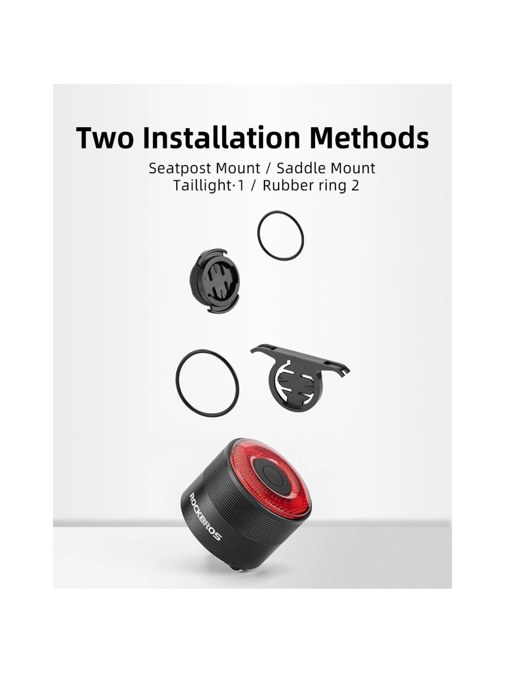 Luz traseira para bicicleta Rockbros Q3 com sistema Smart Stop - Preto