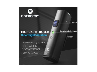 Rockbros V9M-1000 front bicycle light 1000lm - black Rockbros V9M-1000 front bicycle light 1000lm - black
