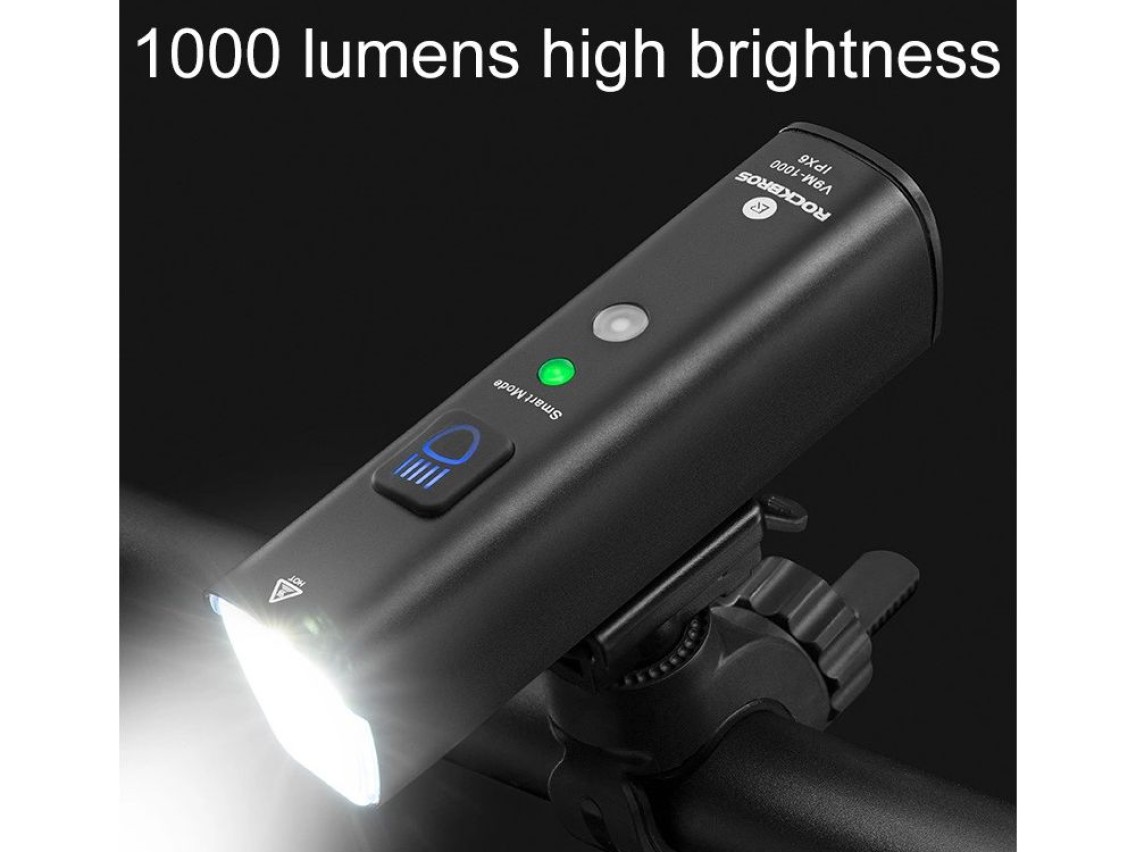 Luz frontal de bicicleta Rockbros V9M-1000 1000lm - preta