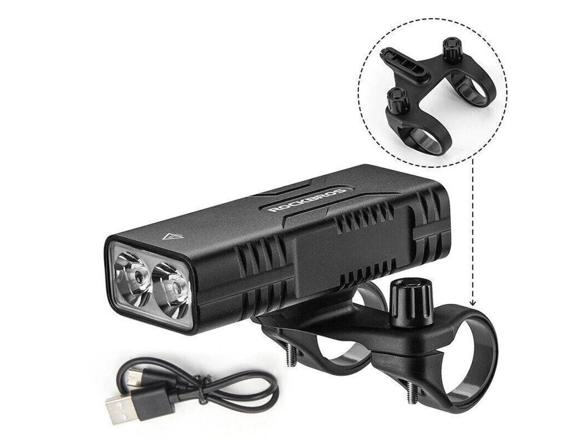 Rockbros 24310002001 bicycle light 850 lm with powerbank function + USB-C - USB-A cable - black
