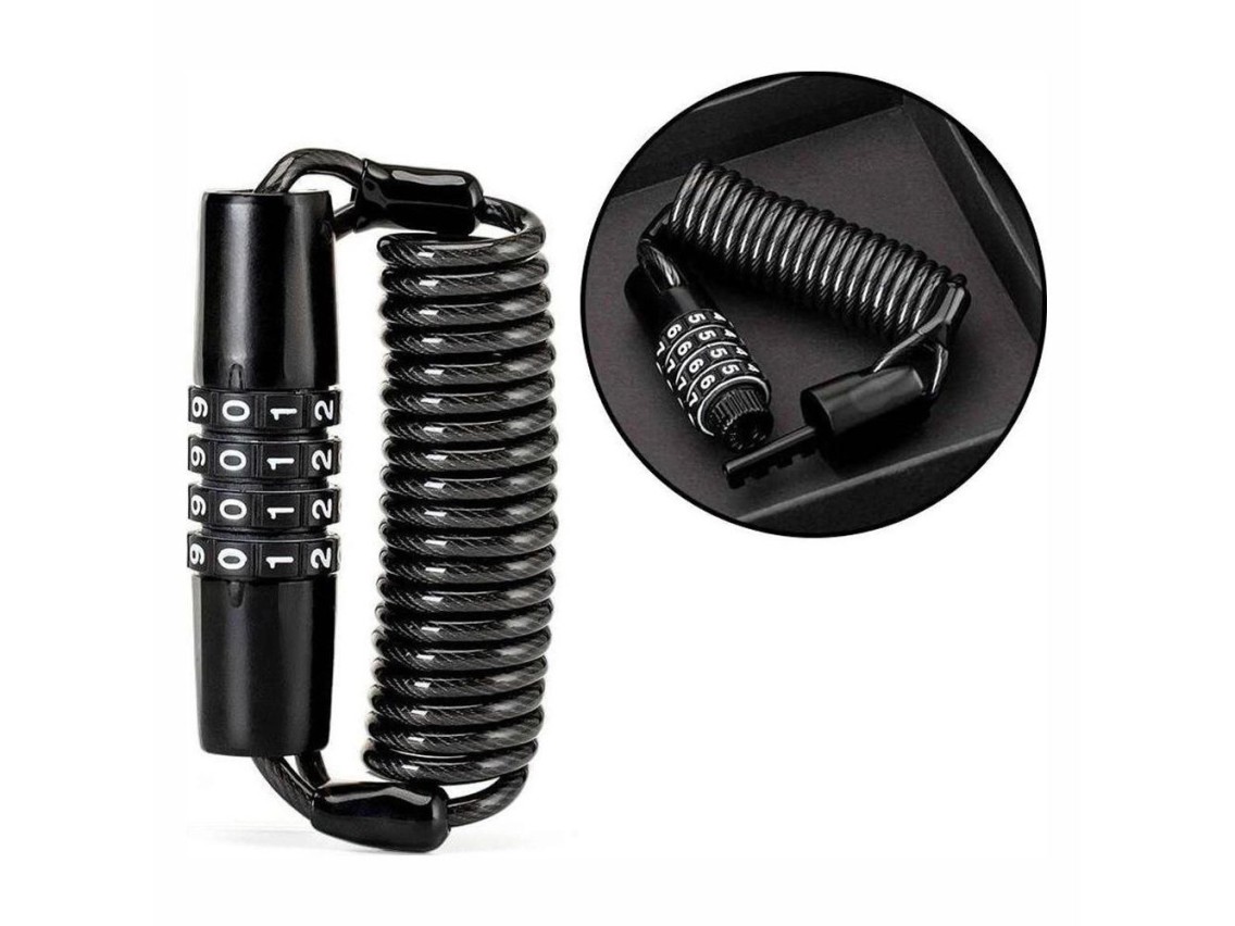 Candado para bicicleta Rockbros T609 con combinación de 1,5 m - negro