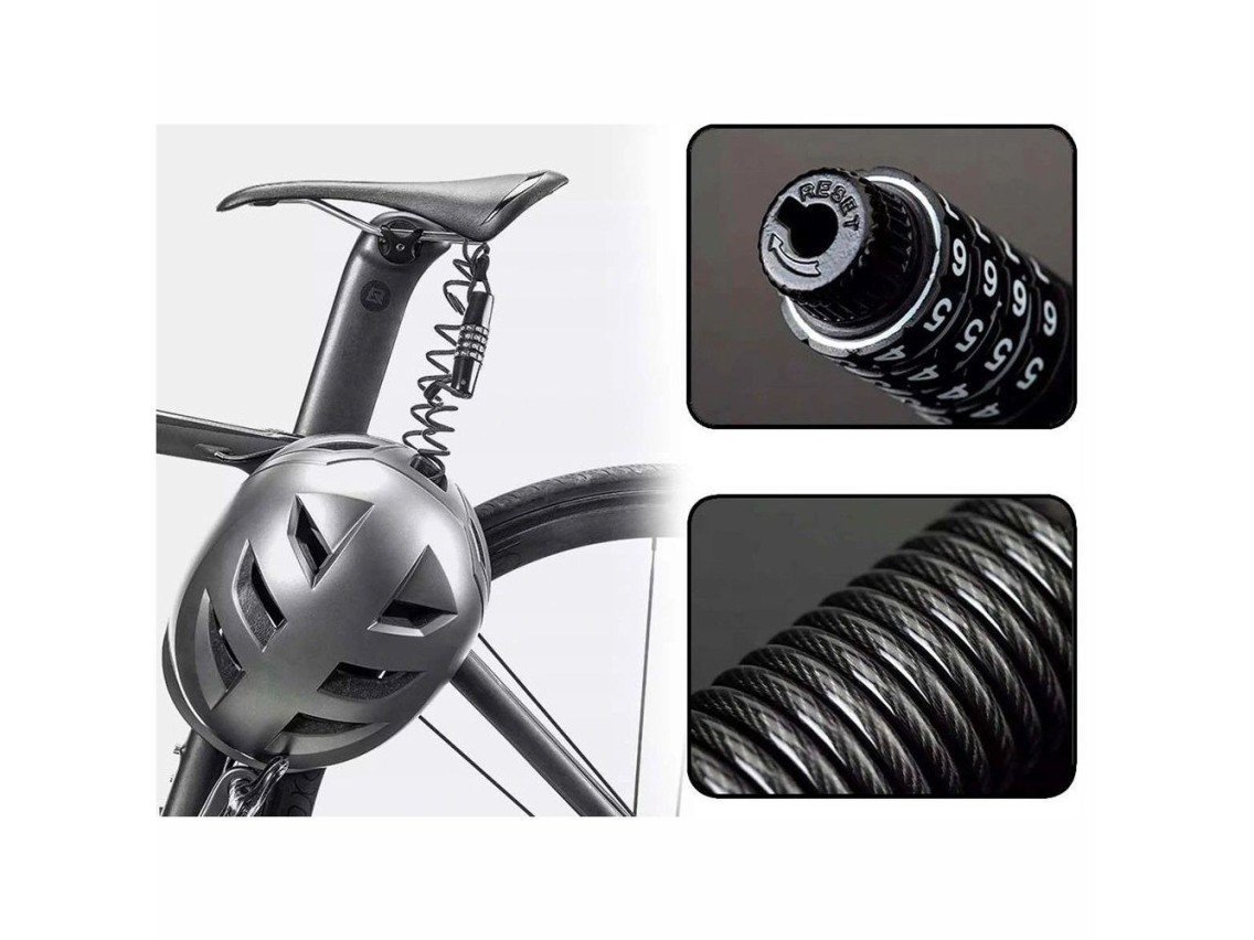 Candado para bicicleta Rockbros T609 con combinación de 1,5 m - negro