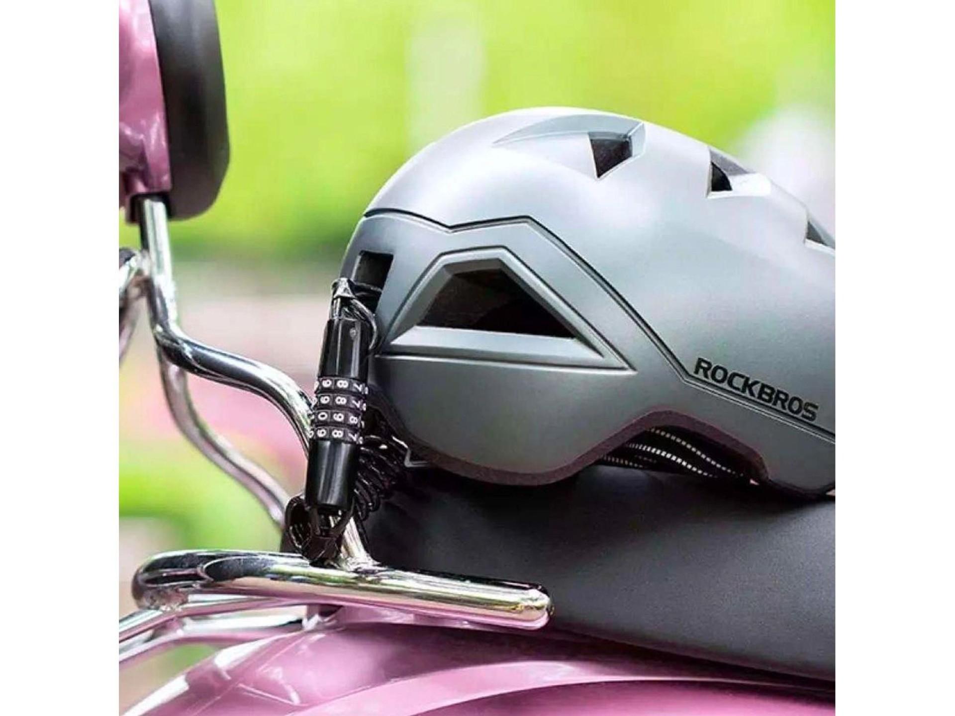 Cadeado de bicicleta Rockbros T609 com combinação de 1,5 m - preto