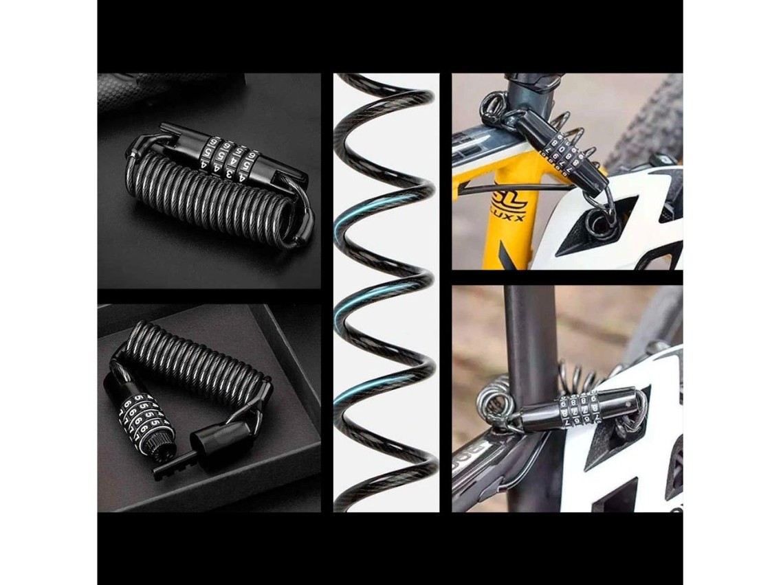 Candado para bicicleta Rockbros T609 con combinación de 1,5 m - negro