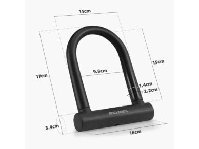 Candado para bicicleta Rockbros RKS610-BK en forma de U, color negro Candado para bicicleta Rockbros RKS610-BK en forma de U, color negro