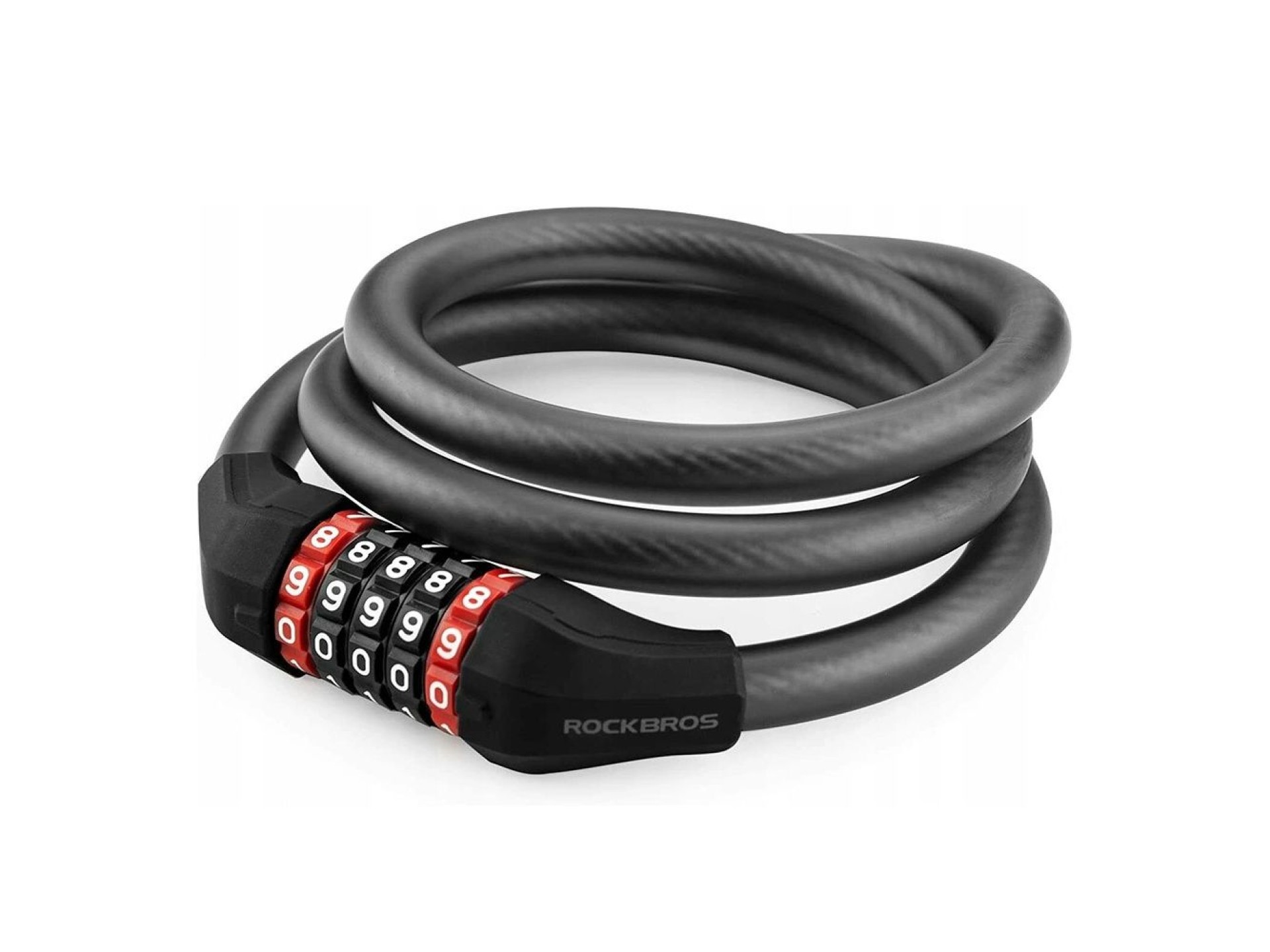 Cadeado de bicicleta Rockbros RKS507-1BK com combinação 1,8 m - preto