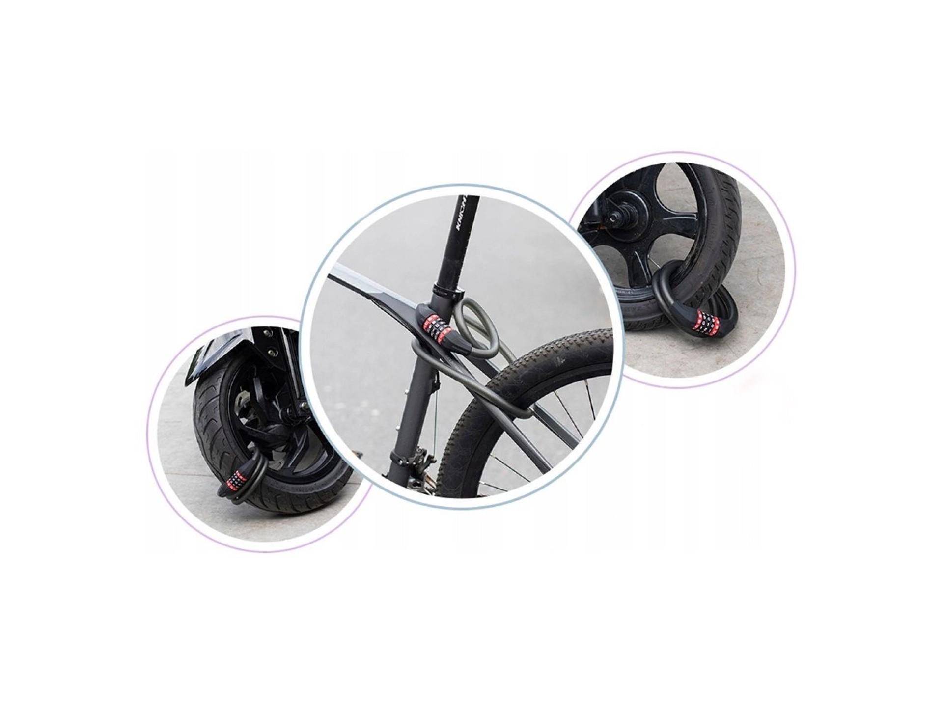 Cadeado de bicicleta Rockbros RKS507-1BK com combinação 1,8 m - preto