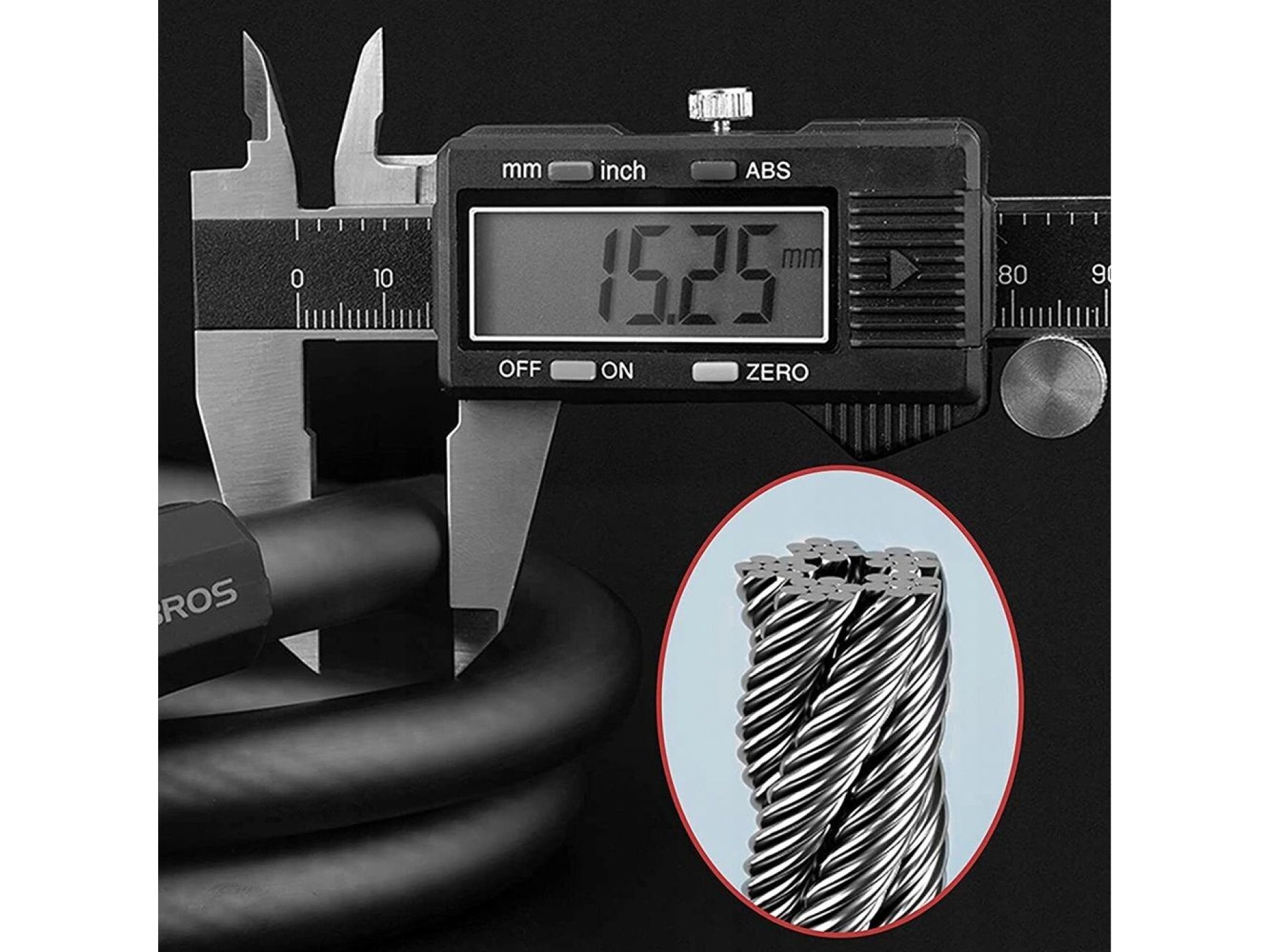 Cadeado de bicicleta Rockbros RKS507-1BK com combinação 1,8 m - preto