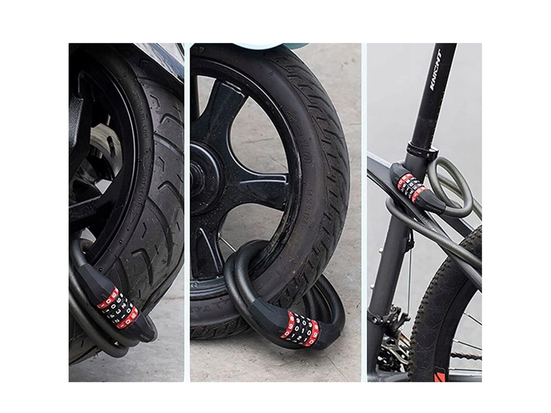 Cadeado de bicicleta Rockbros RKS507-1BK com combinação 1,8 m - preto