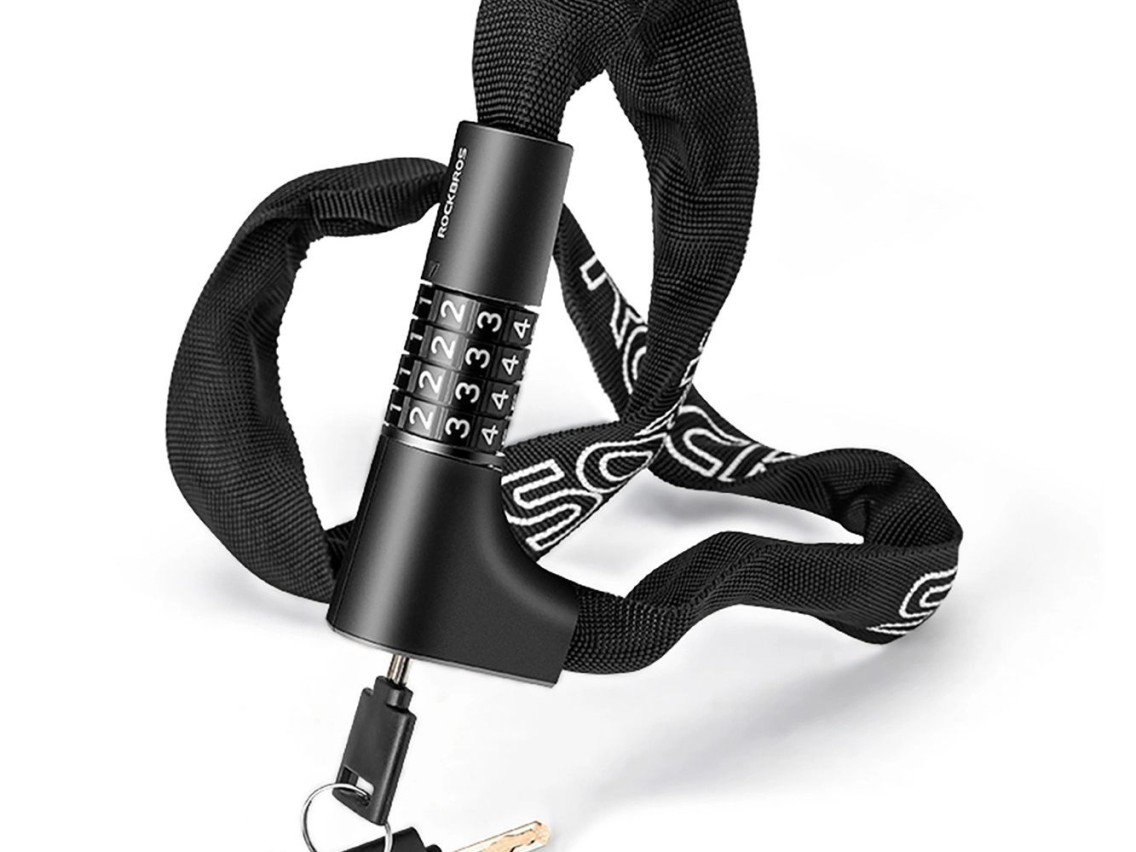 Cadeado de bicicleta Rockbros 3230002001 com combinação e chave - preto