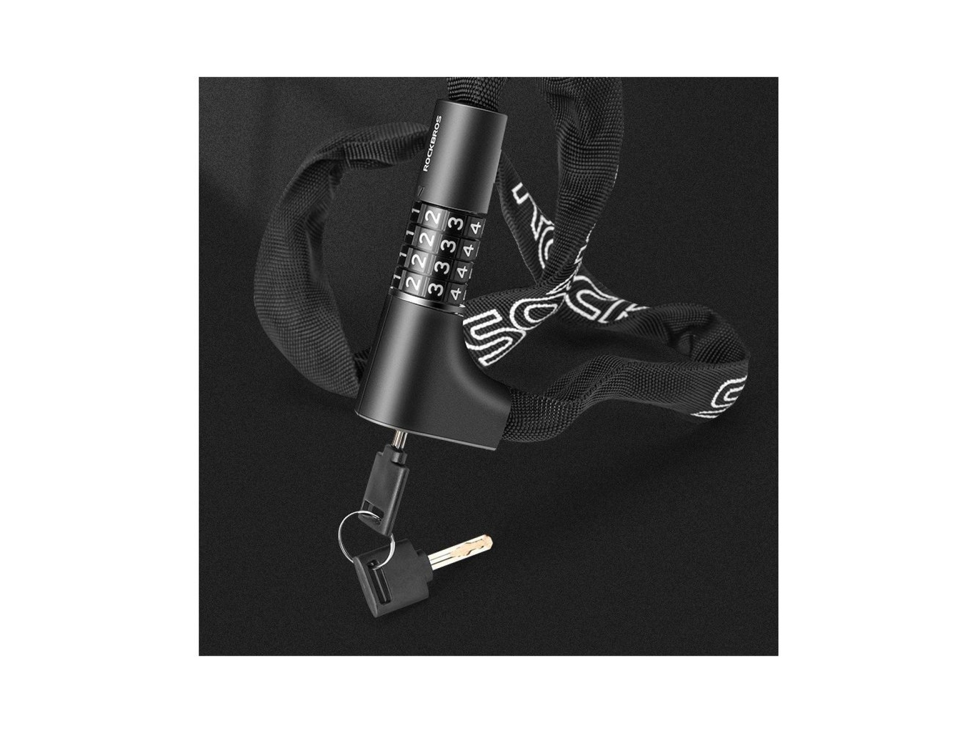 Rockbros 3230002001 bicycle lock with combination and key - black