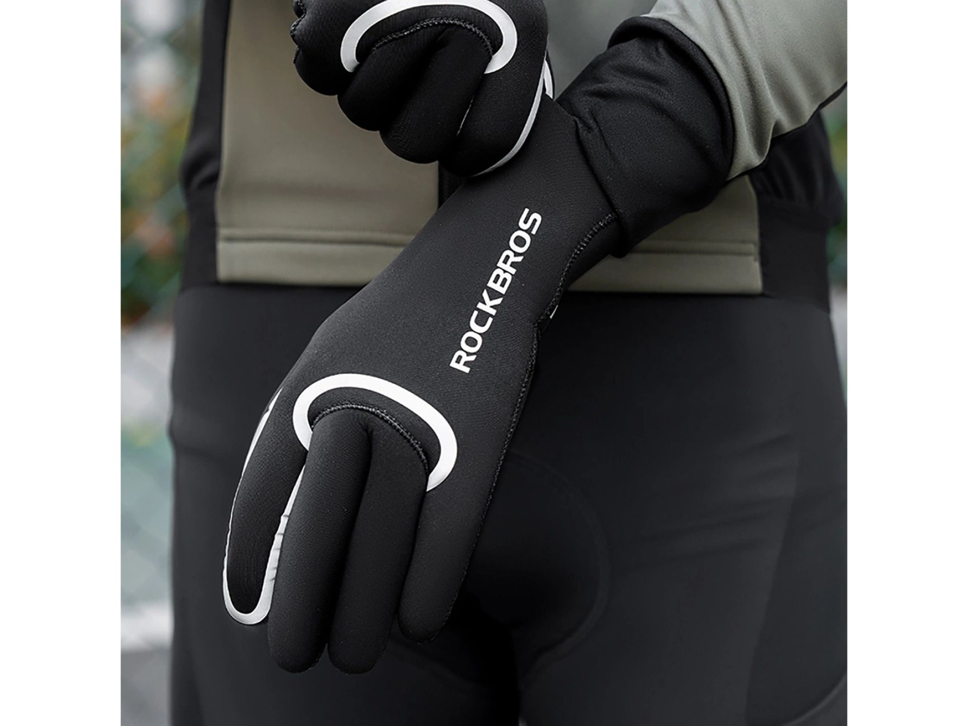 Luvas de ciclismo Rockbros totalmente impermeáveis, tamanho: G/GG - pretas