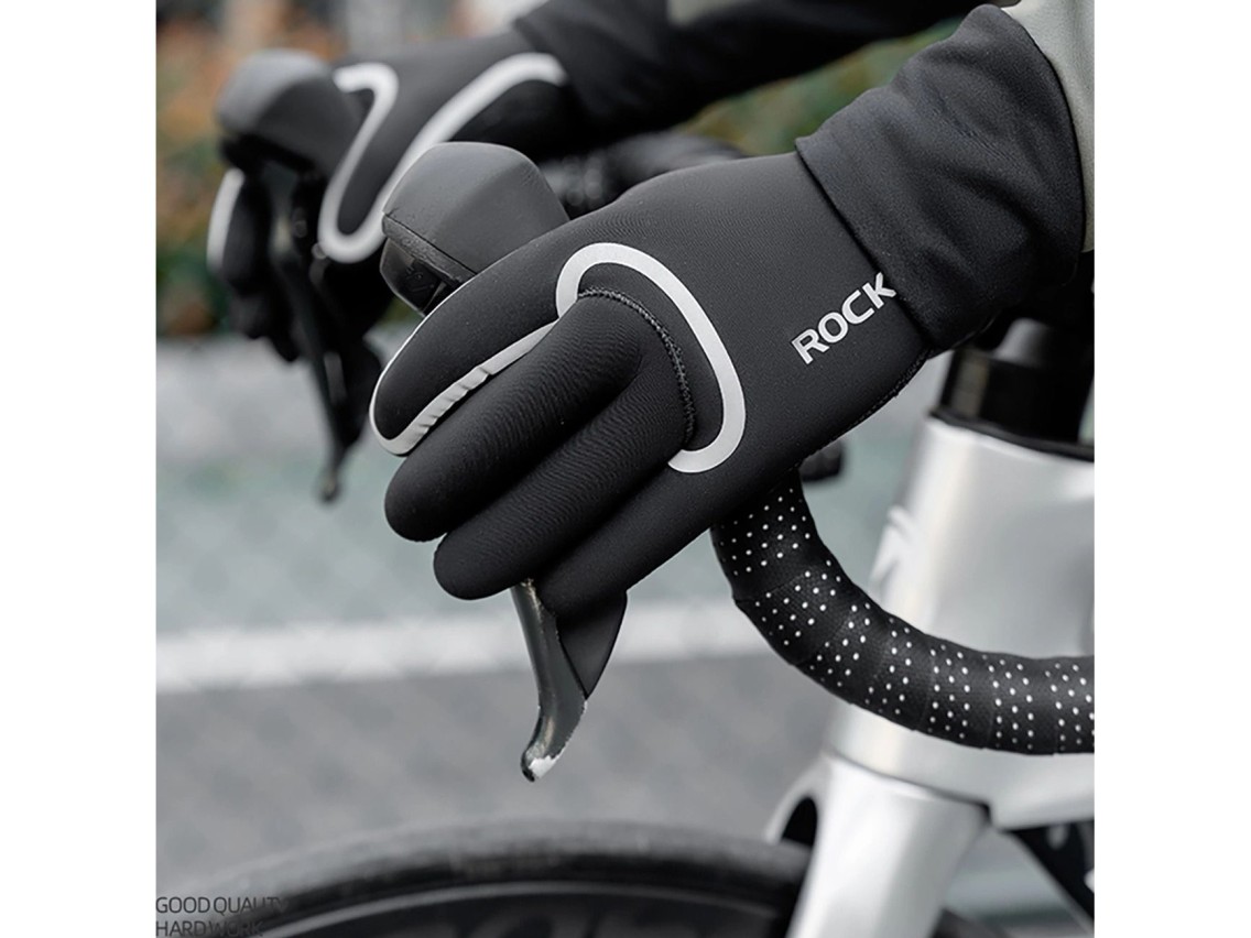Luvas de ciclismo Rockbros totalmente impermeáveis, tamanho: P/M - pretas