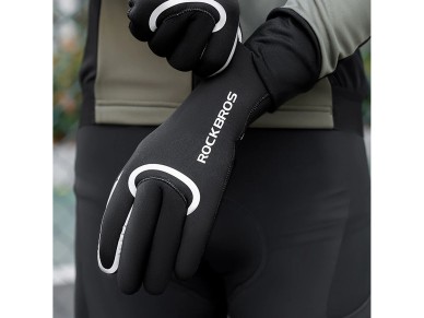 Luvas de ciclismo Rockbros totalmente imperme�veis, tamanho: P/M - pretas