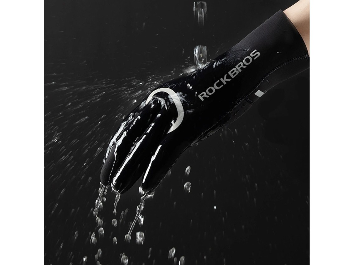 Luvas de ciclismo Rockbros totalmente impermeáveis, tamanho: P/M - pretas