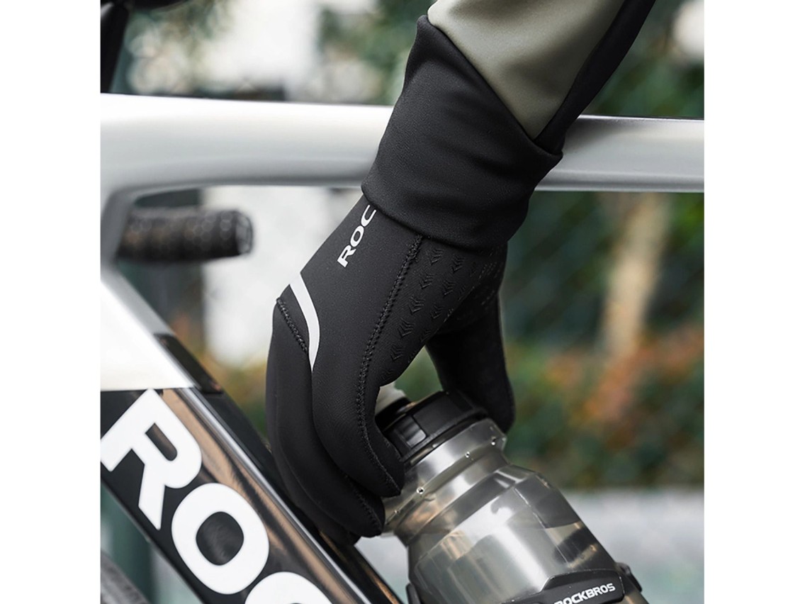 Luvas de ciclismo Rockbros totalmente impermeáveis, tamanho: P/M - pretas
