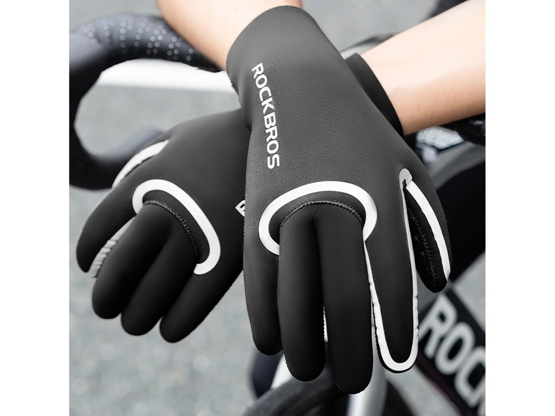 Rockbros full waterproof cycling gloves, size: XXL - black