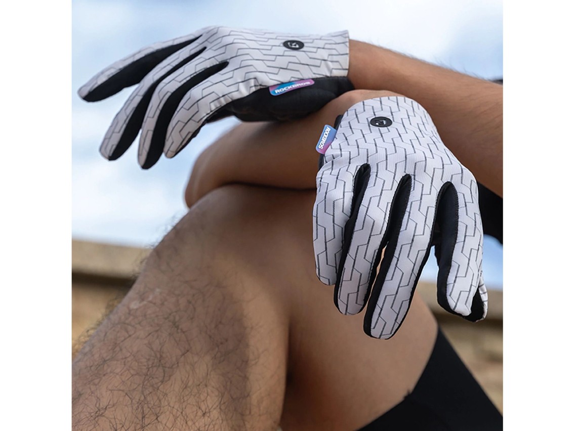 Luvas esportivas Rockbros primavera-verão tamanho L - branco e preto