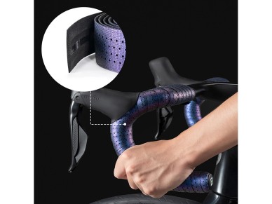 Fita de guidão Rockbros de silicone perfurada com efeito camaleão - Roxo Fita de guidão Rockbros de silicone perfurada com efeito camaleão - Roxo