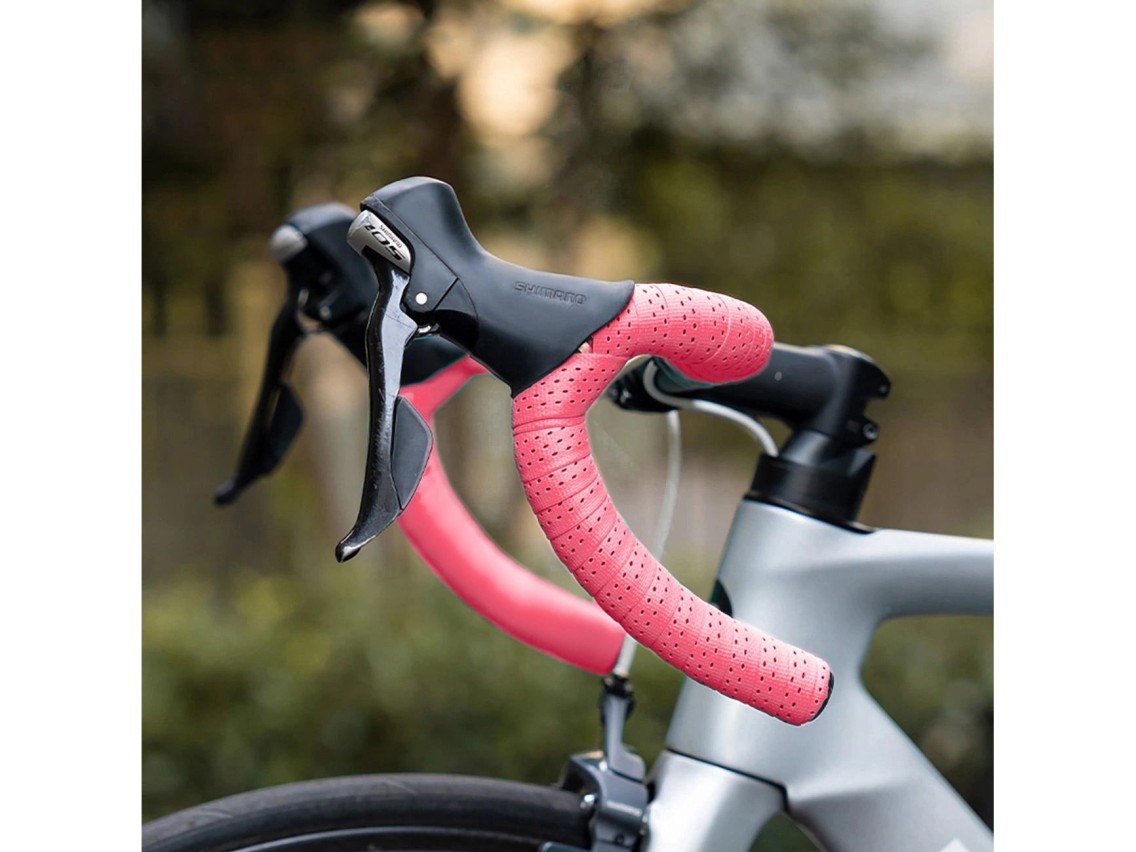 Fita de guidão Rockbros de silicone perfurada - Rosa