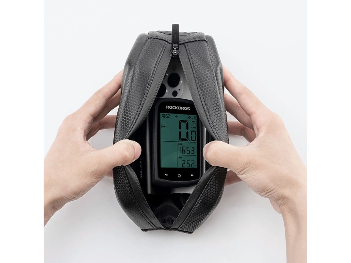 Rockbros Bolsa para Bicicleta, Rígida, Quadro, Tubo Superior, 1,4 l - Preta
