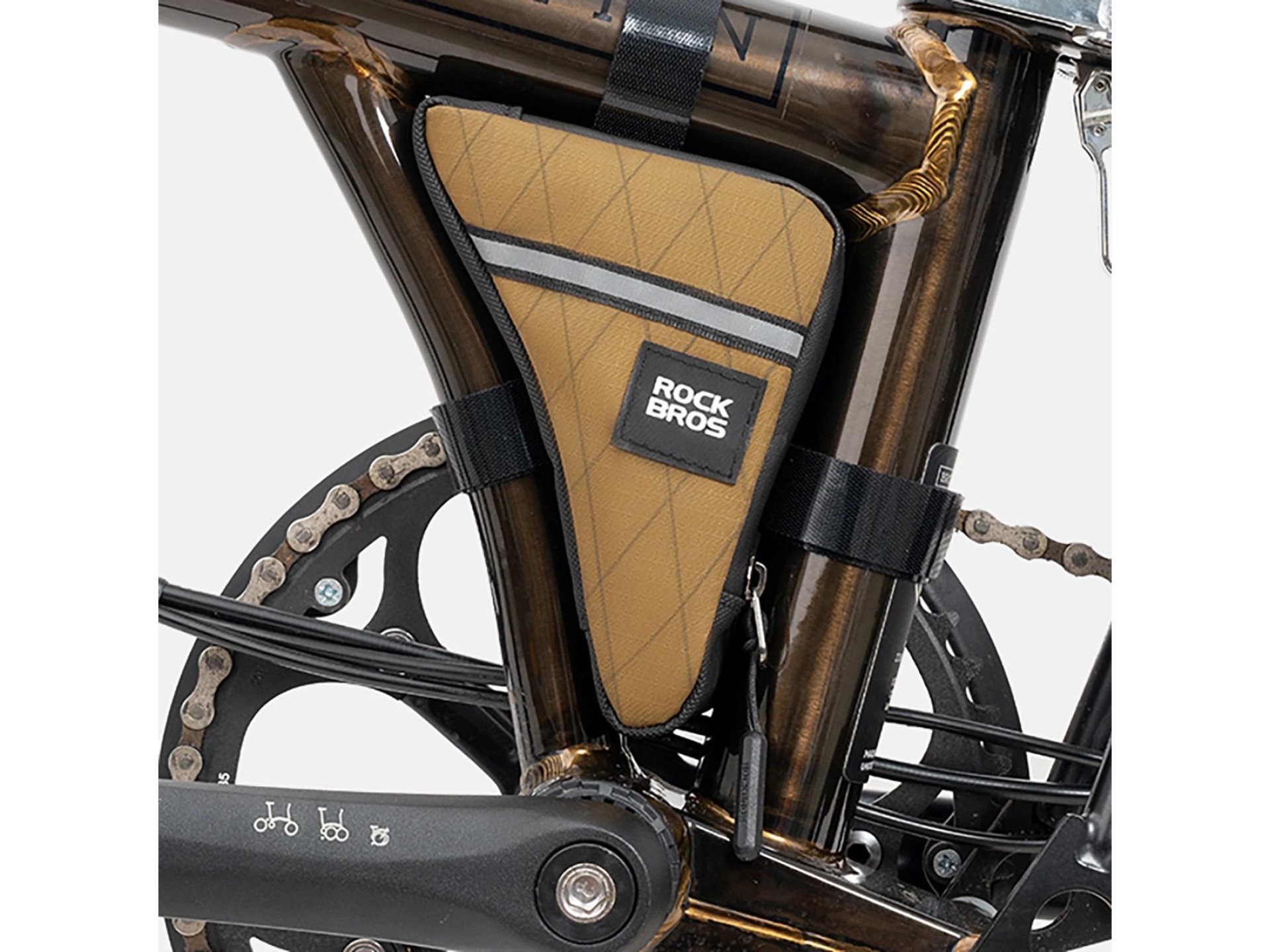 Bolsa para quadro de bicicleta Rockbros Triangle 0,3 l - Marrom
