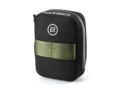 Rockbros Mini Saddle Bag with CO2 Cartridge Holder - Black/Green Rockbros Mini Saddle Bag with CO2 Cartridge Holder - Black/Green