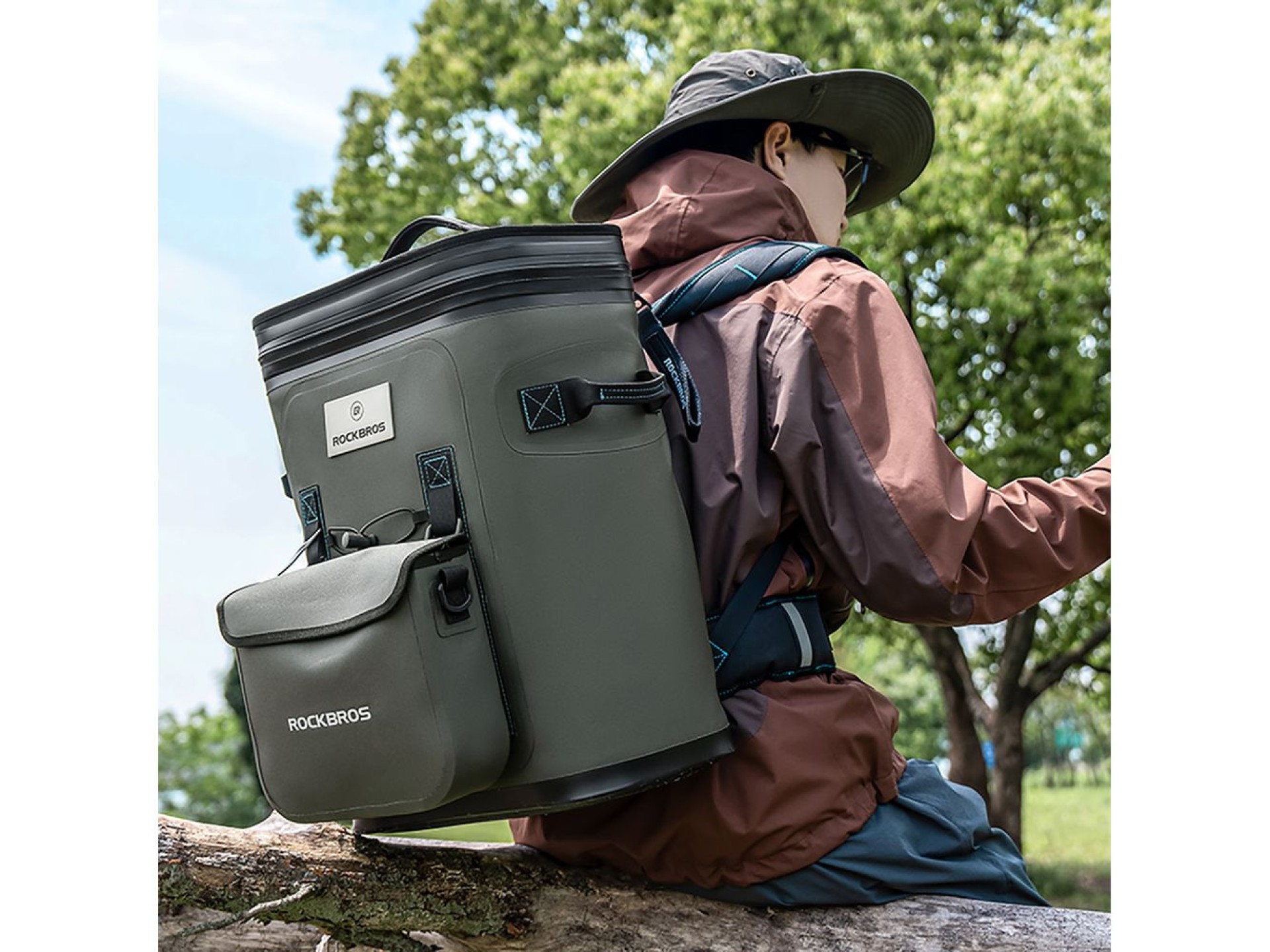 Mochila térmica Rockbros com isolamento térmico, 20 litros - Verde