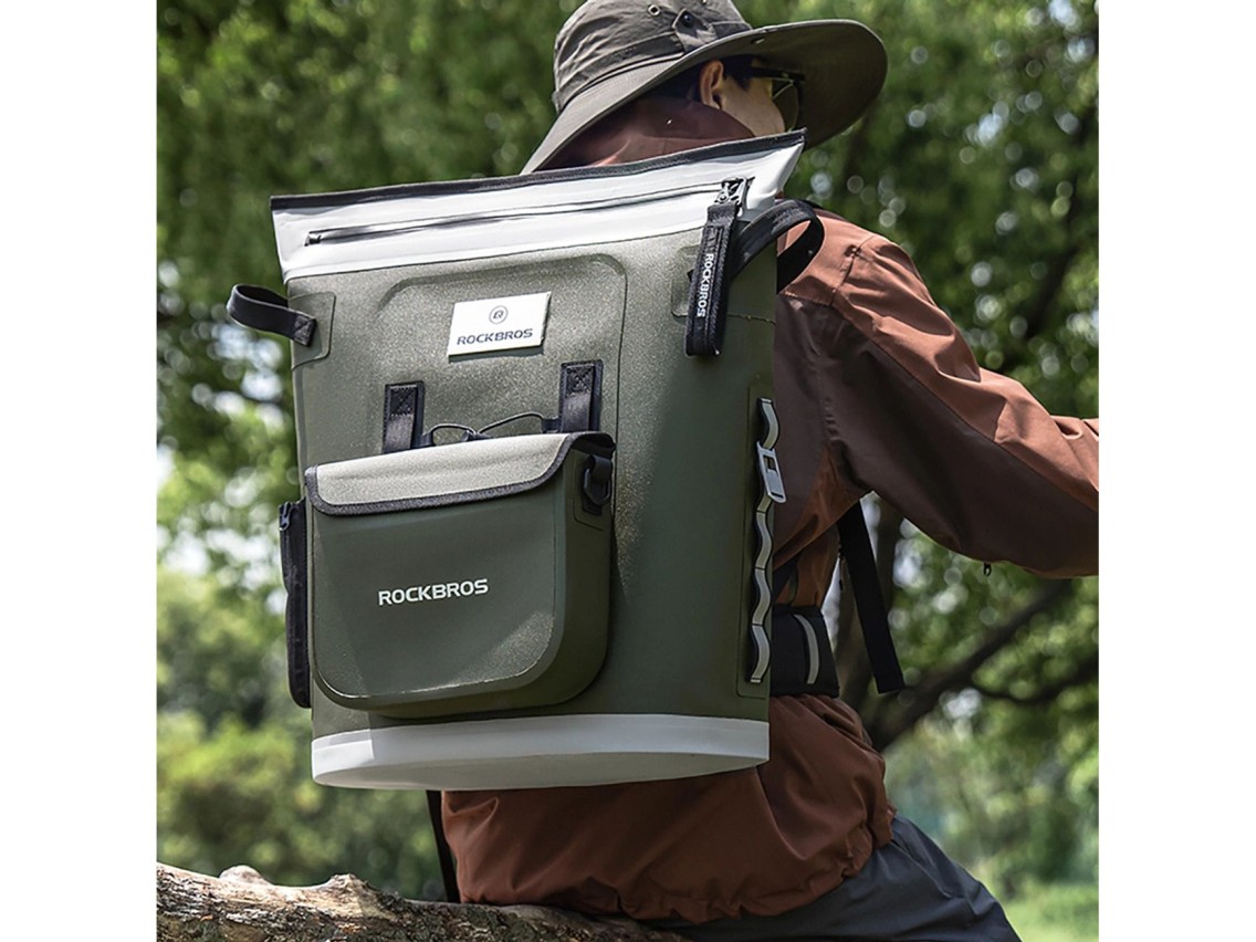 Mochila térmica Rockbros con aislamiento, ergonómica, 18 l, verde