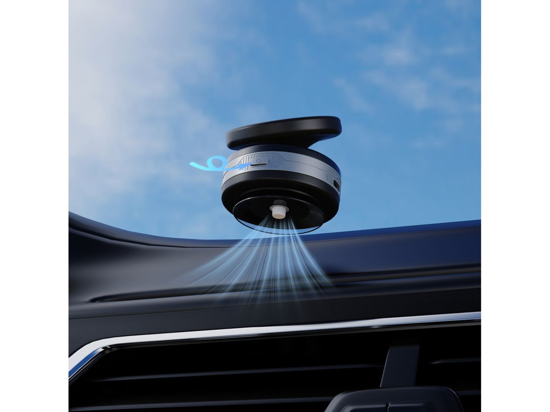 Suporte veicular Wozinsky WUSQ-01 com carregador Qi compatível com MagSafe - Preto