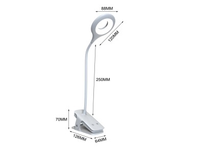 Mini Wozinsky Wireless LED Reading Lamp with Clip + USB-C Cable - White
