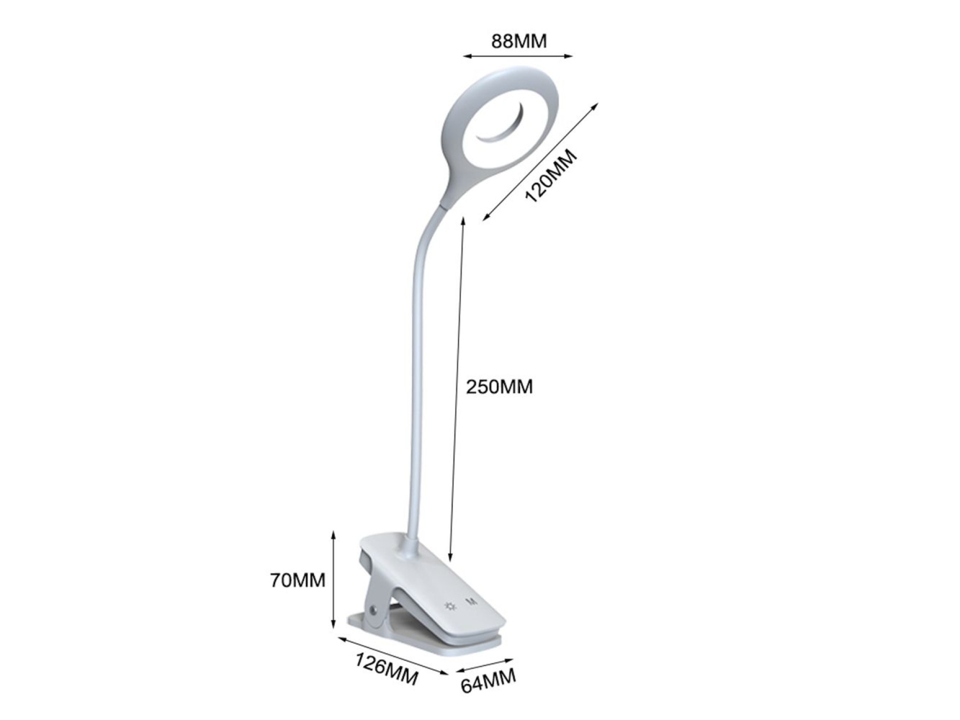 Mini lámpara de lectura LED inalámbrica Wozinsky con pinza y cable USB-C - Blanca