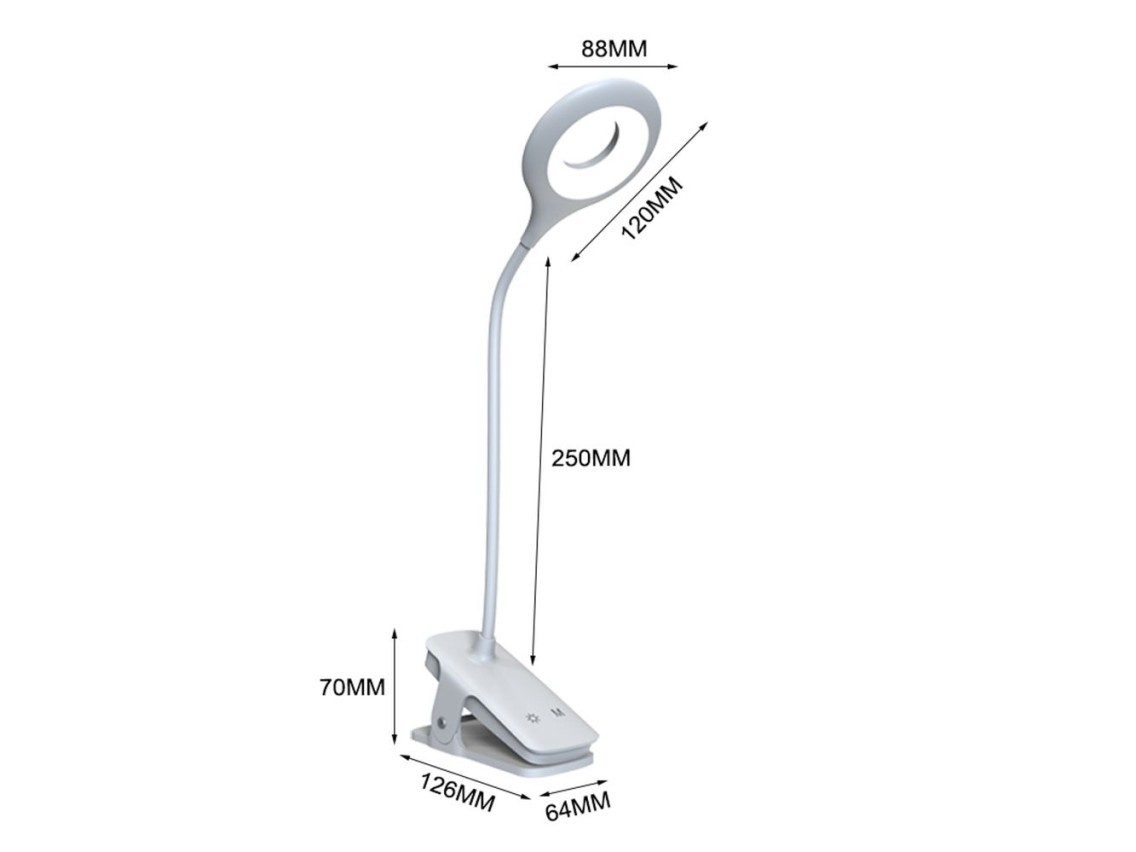 Mini lámpara de lectura LED inalámbrica Wozinsky con pinza y cable USB-C - Blanca