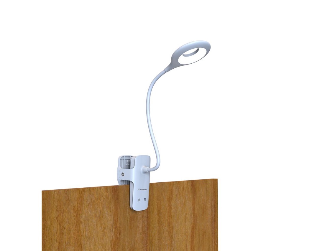 Mini lámpara de lectura LED inalámbrica Wozinsky con pinza y cable USB-C - Blanca