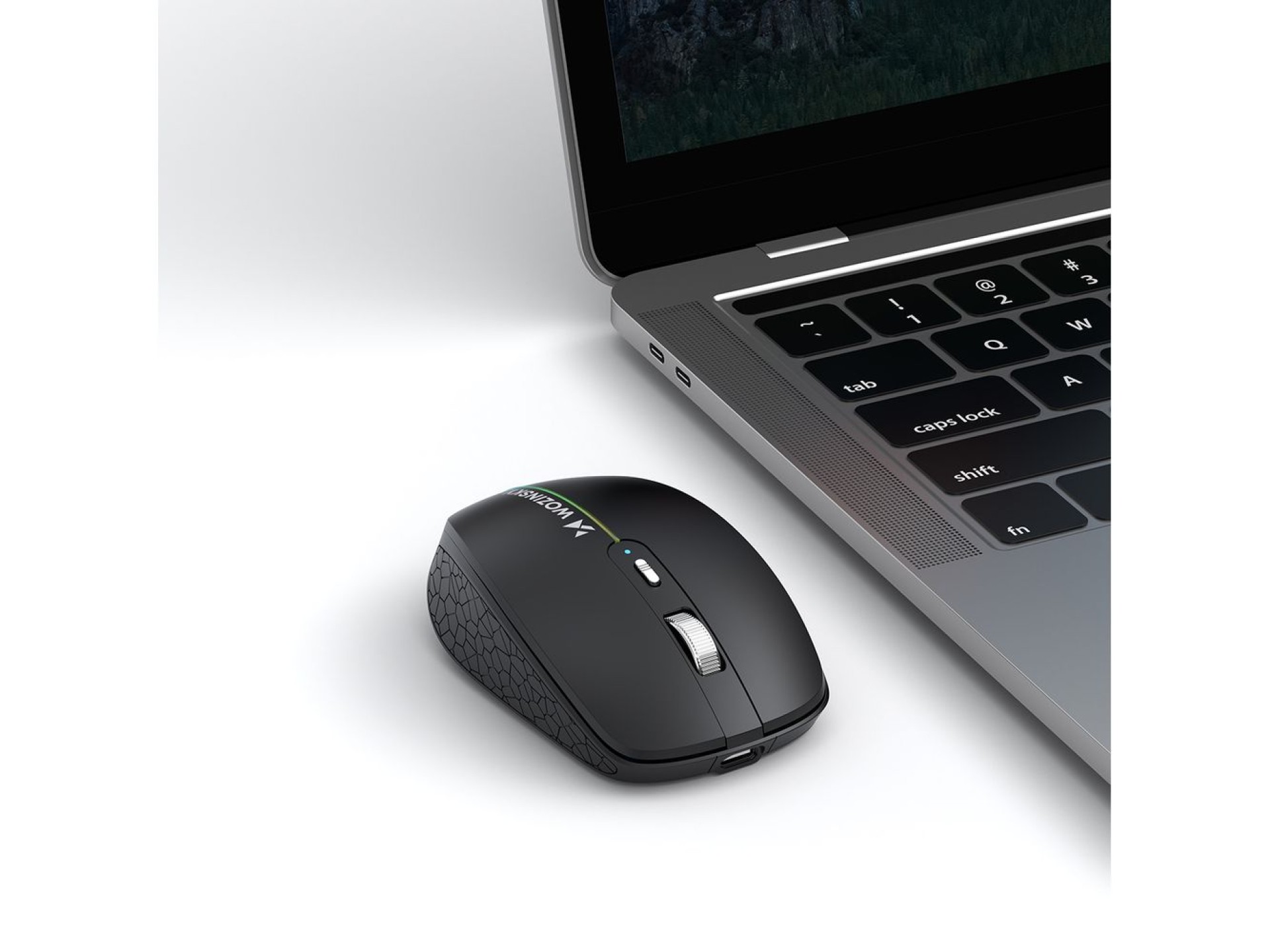 Ratón inalámbrico Wozinsky WMGK-1132 con retroiluminación RGB - Negro